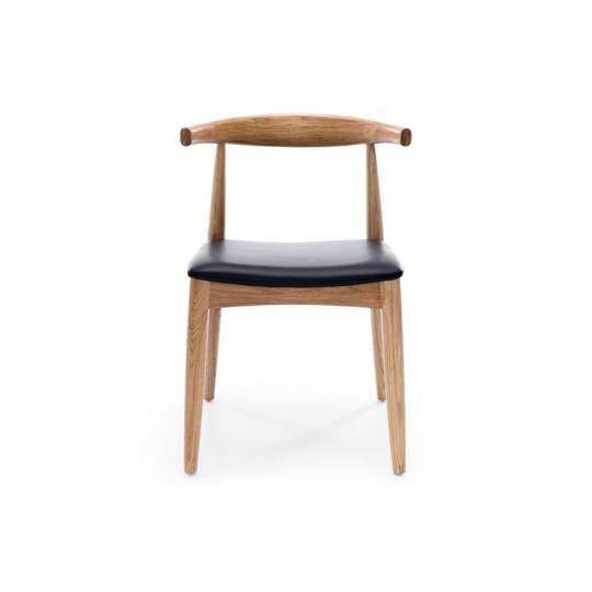Elbow Dining Chair Natural Oak Black PU Seat